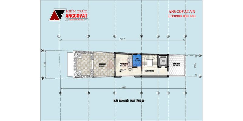 &nbsp;Mặt bằng tầng 6 nhà kết hợp kinh doanh coffee 6x26m2