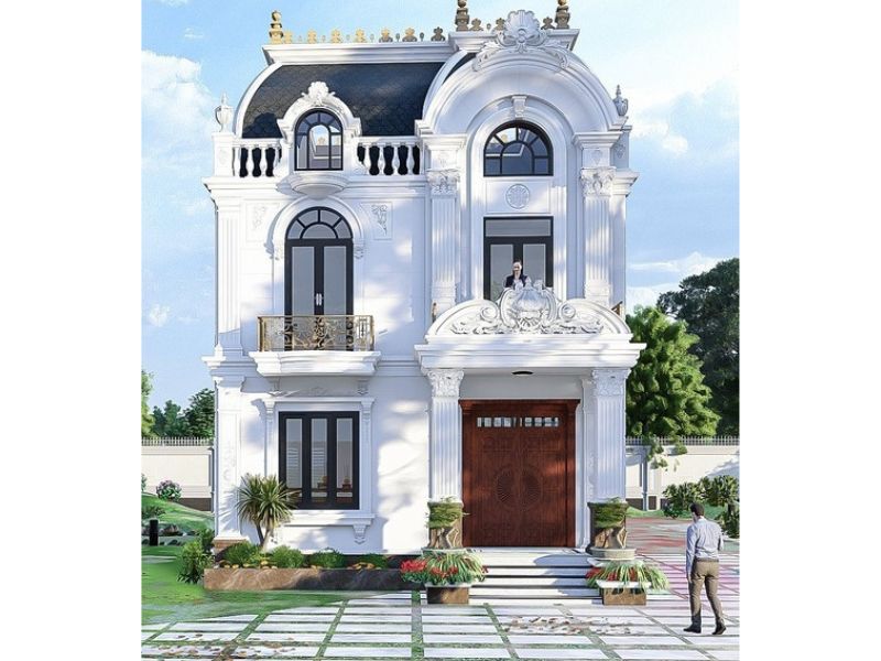 Nhà 2 tầng mặt tiền 9m tân cổ điển