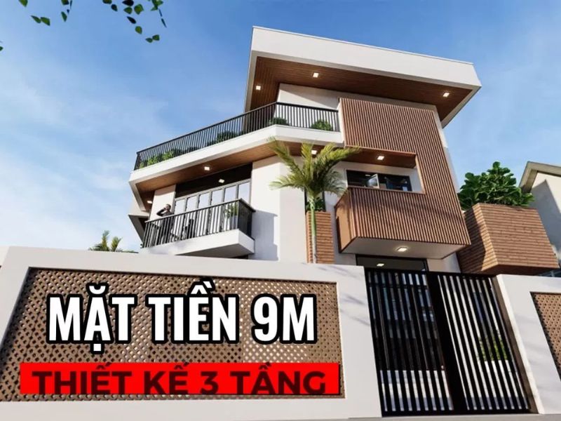 Nhà mặt tiền 9m thiết kế 3 tầng hiện đại