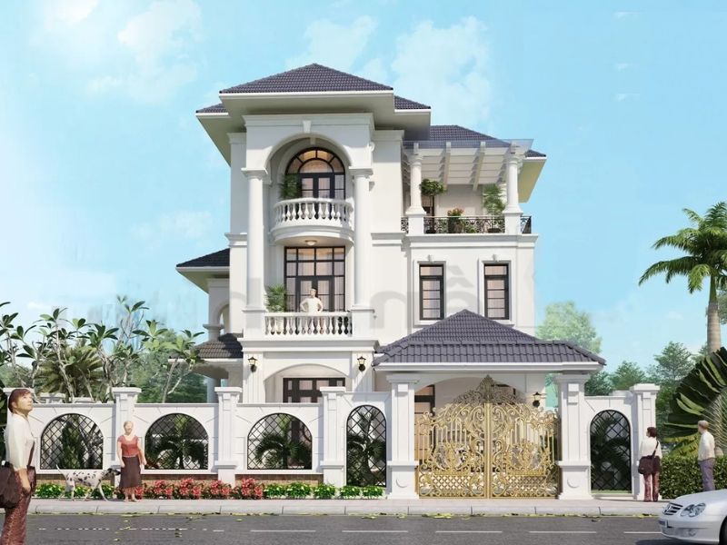 Mẫu nhà mặt tiền 9m tân cổ điển