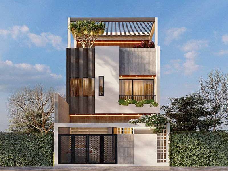 Thiết kế không gian xanh ngát trong công trình nhà 3 tầng