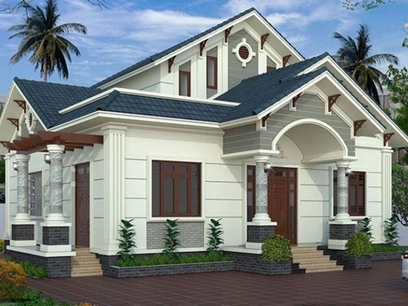 Nhà 1 tầng mái thái xanh siêu đẹp và sang trọng