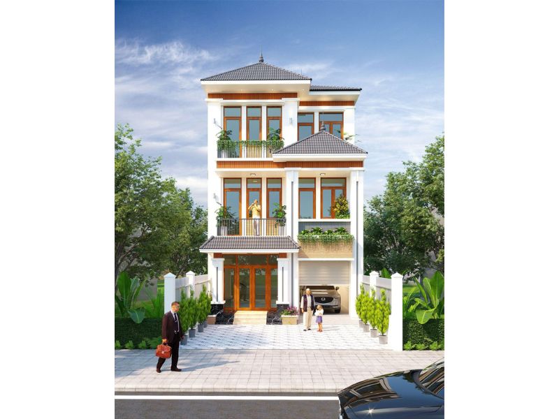 Nhà biệt thự 3 tầng mặt tiền 8m có gara ở tầng 1