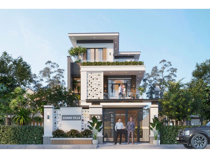 Kiến trúc biệt thự 3 tầng mặt tiền 8m đẳng cấp