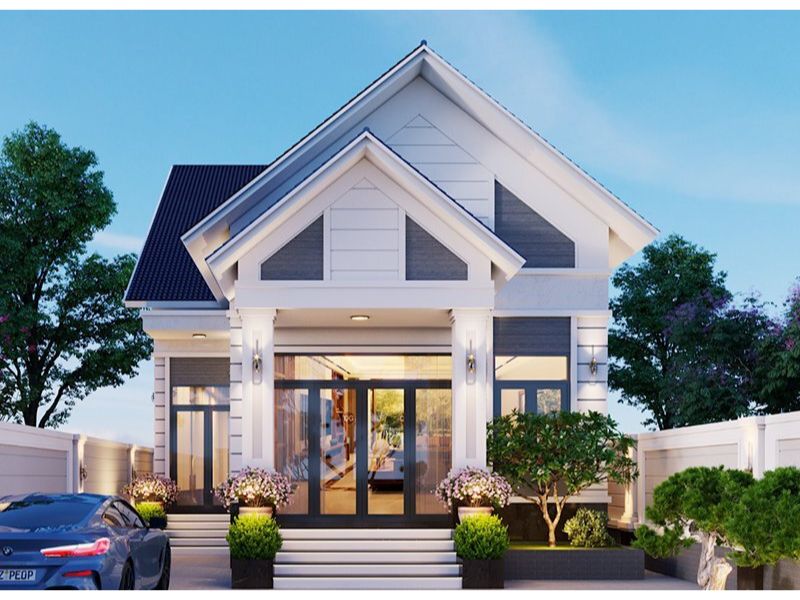 Chia sẻ mẫu nhà cấp 4 mái Thái có cửa kính lớn tối ưu ánh sáng tự nhiên