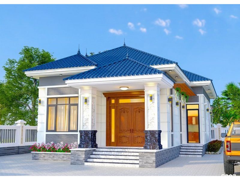 Xây nhà cấp 4 mái Nhật 8x12m ở nông thôn 