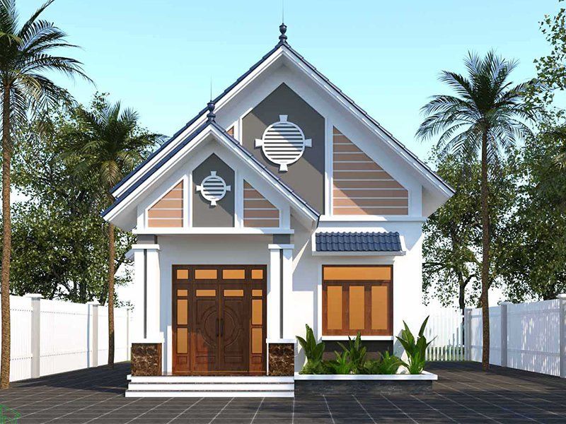 Xây nhà 1 tầng ngang 8m sử dụng mái Thái giúp thoát nước nhanh chóng và chống nóng hiệu quả