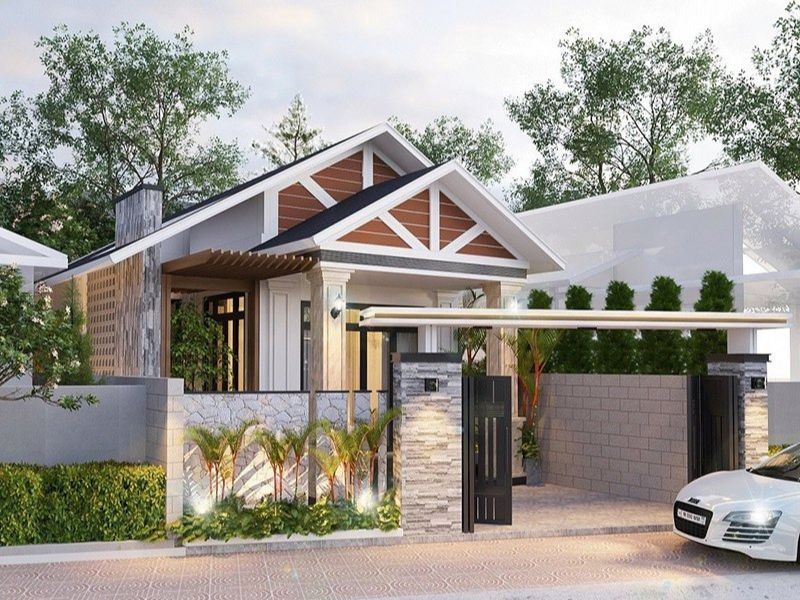 Không gian sống hiện đại trong mẫu nhà cấp 4 ngang 8m dài 12m mái Thái