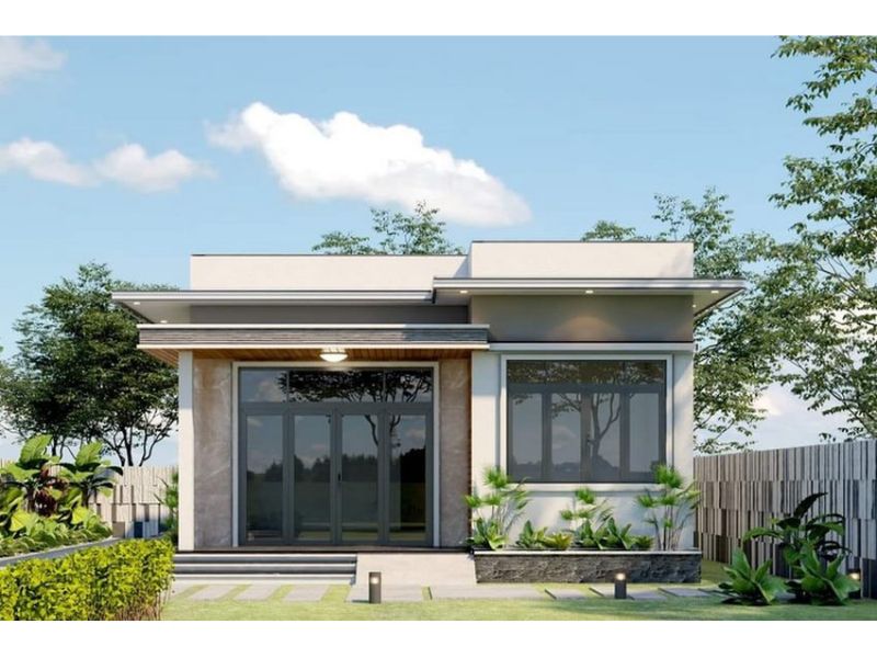 Xây nhà vườn cấp 4 mái bằng đơn giản không gian mở