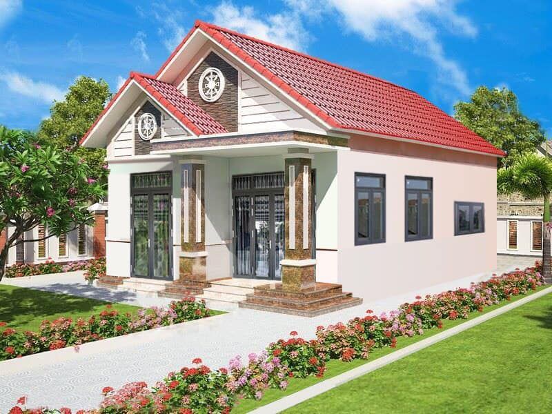 Mẫu nhà 1 tầng mái Thái ngang 8m dài 12m đẹp 