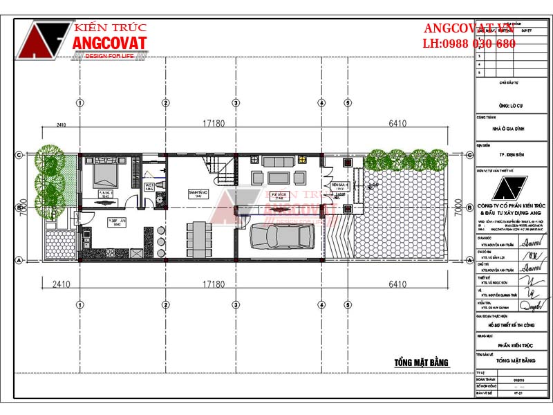 Mặt bằng nhà cấp 4 8x12m có gác lửng 
