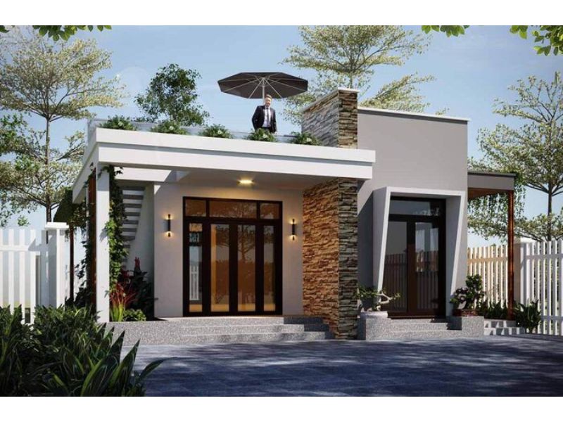 Thiết kế nhà cấp 4 ngang 8m dài 12m hiện đại  mái bằng