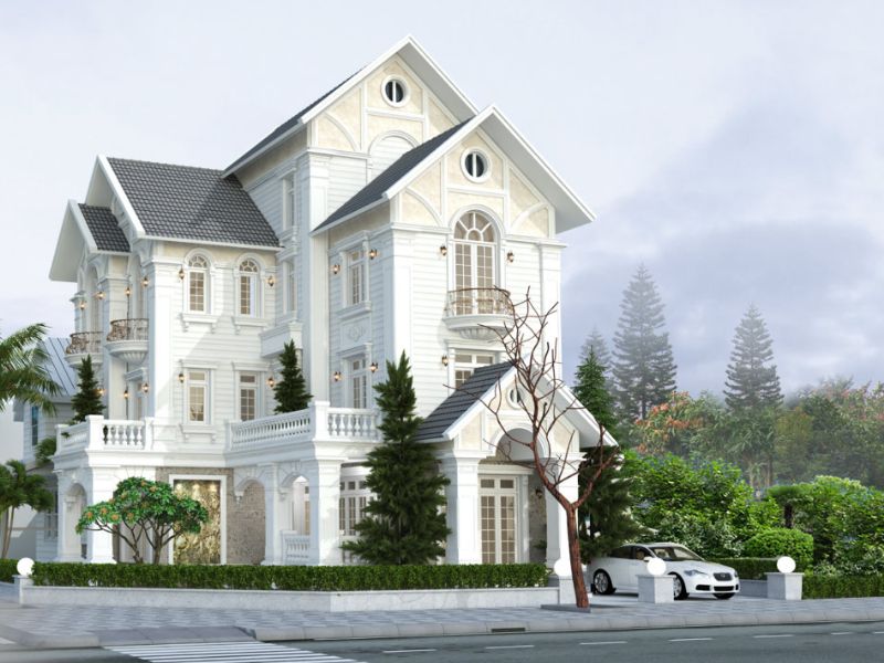 Biệt thự 4 tầng sử dụng hệ mái thái 200m2