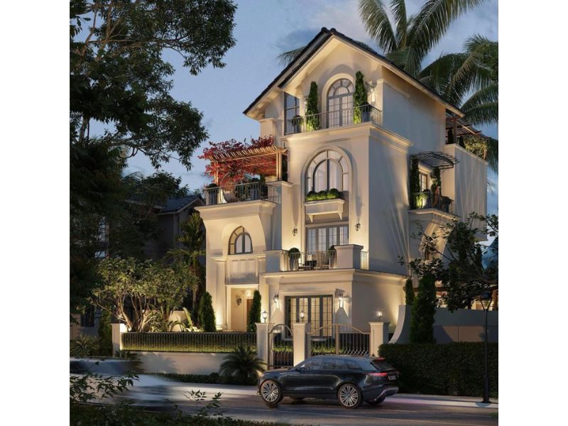 Nhà biệt thự 4 tầng mái thái phong cách hiện đại