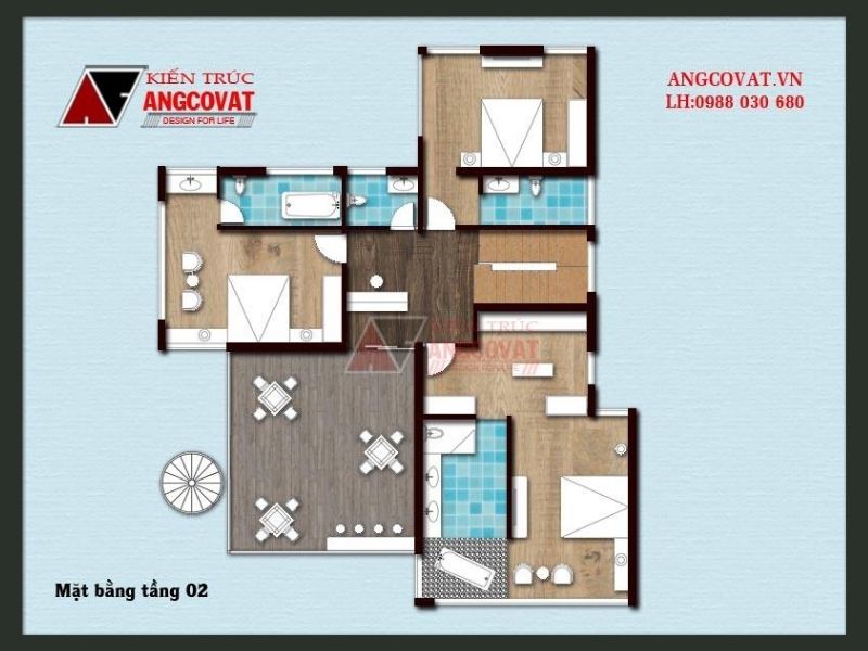 Bản vẽ mặt bằng tầng 2 mẫu nhà vườn 4 phòng ngủ 1 phòng khách 2 tầng khung thép kết hợp bungalow nghỉ dưỡng