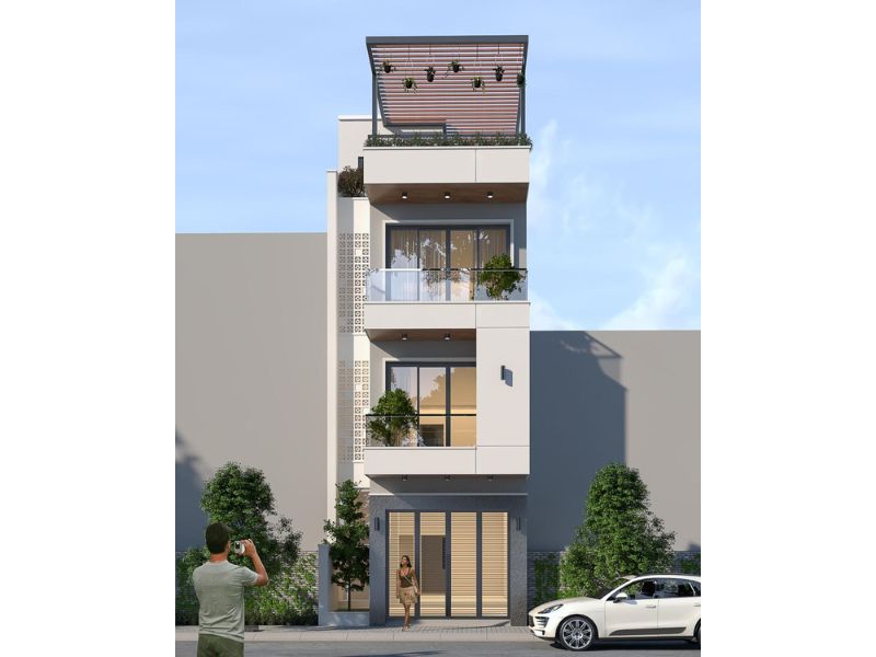 Nhà 4 tầng mái bằng hiện đại 40m2