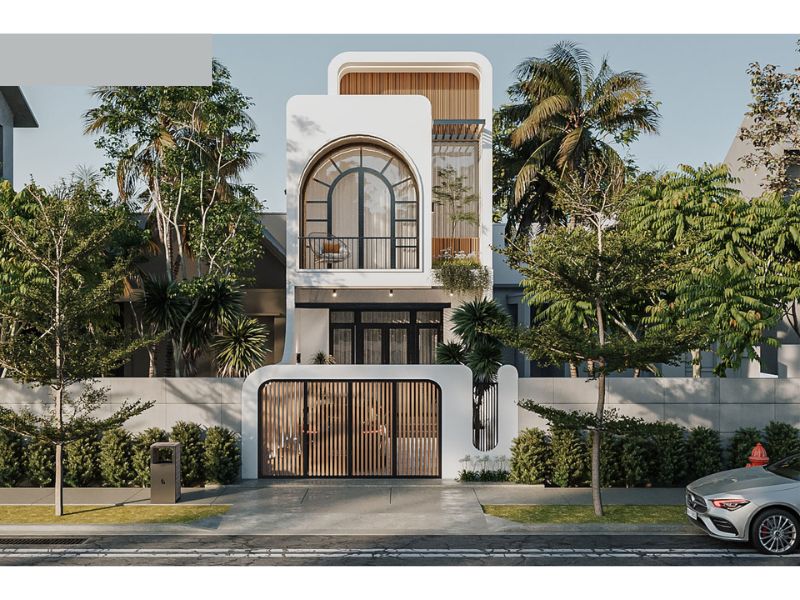 Thiết kế nhà mặt tiền 4m sâu 15m 2 tầng kiến trúc vòm ấn tượng 