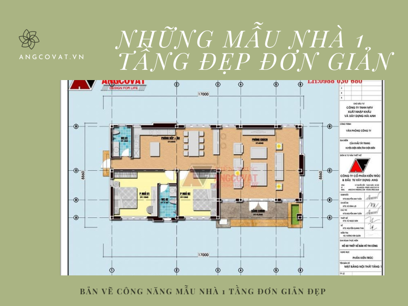 Bản vẽ công năng mẫu nhà 1 tầng đơn giản tại Lai Châu