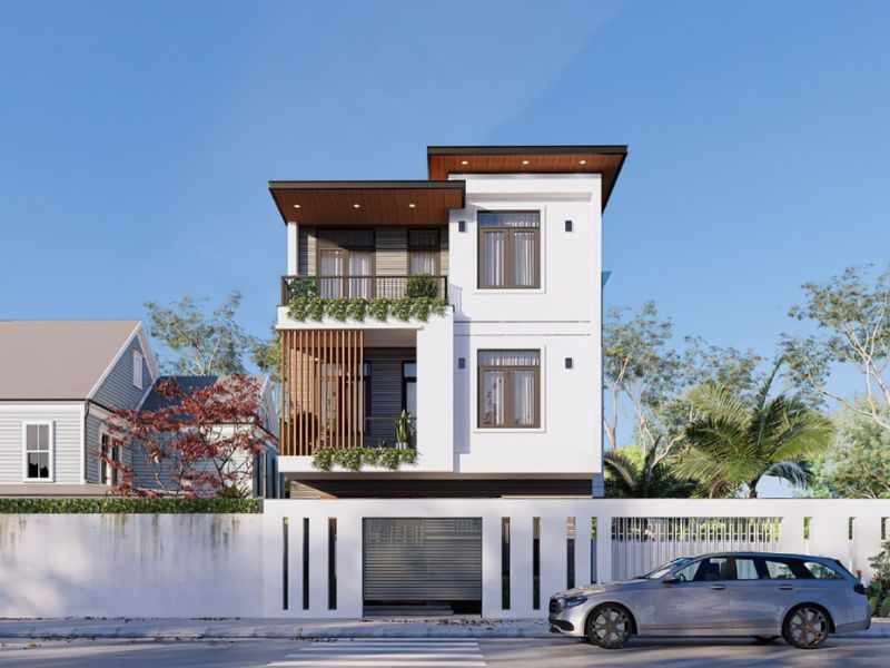 Kiến trúc vuông vức mạnh mẽ trong mẫu nhà 2 tầng 7x12m 
