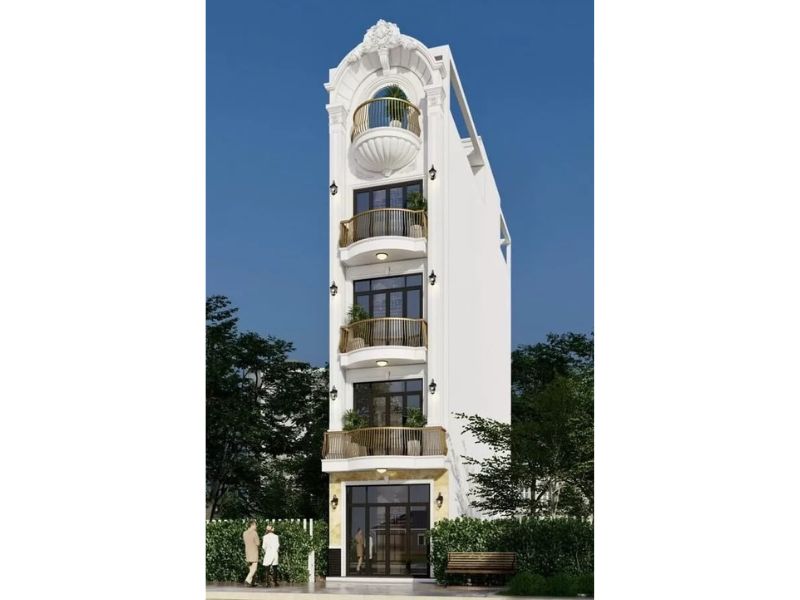 Kiến trúc nhà ống tân cổ nhẹ mặt tiền 5m