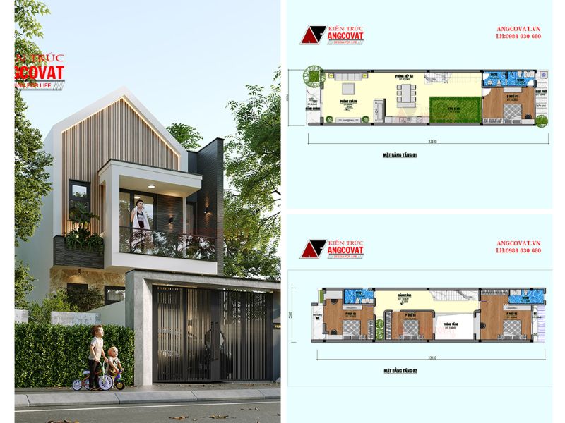 Mẫu nhà 180m2 với hình khối mạnh mẽ 2 tầng