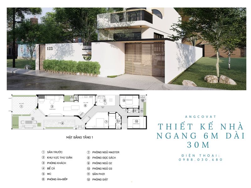 Nhà 6x30m2 thiết kế theo phong cách đơn giản