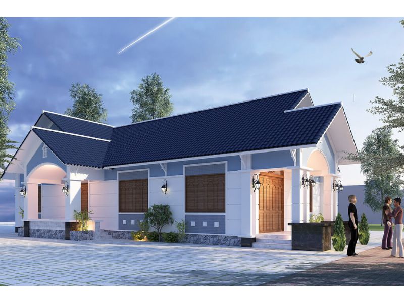 Thiết kế nhà chữ L đẹp mắt 180m2