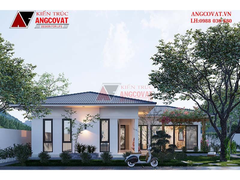 Nhà vườn 280m2 hiện đại mái nhật chữ L