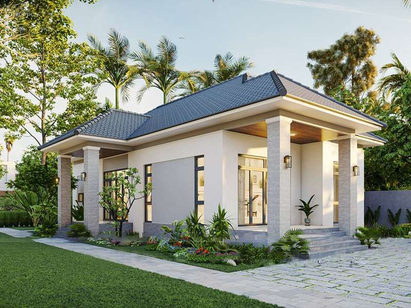 Thiết kế nhà vườn 300m2 mái Nhật sang trọng