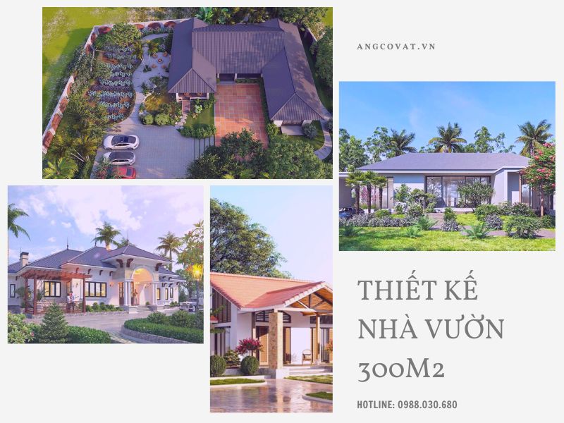Thiết kế nhà vườn 300m2 đẹp, tiện nghi, xanh mát
