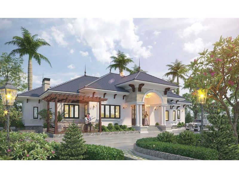 Kiến trúc thanh thoát của mẫu nhà 1 tầng nhà vườn 300m2 