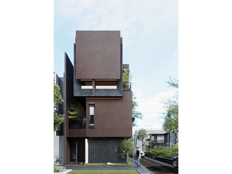 Kiến trúc nhà sang trọng tone màu trầm 5x18m