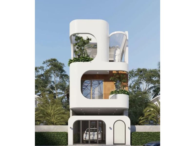 Nhà phố 3 tầng mặt tiền 5m gam màu trắng 4 ngủ