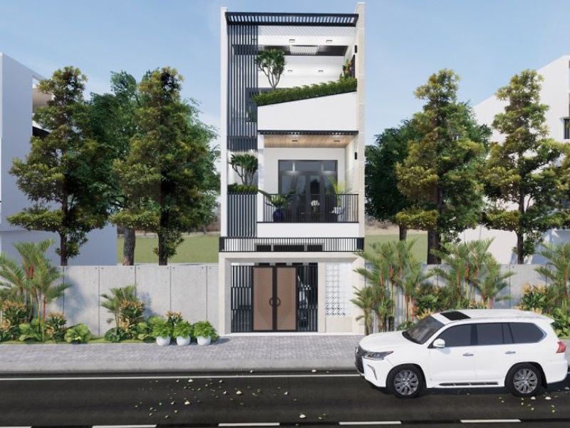 Kiến trúc nhà 3 tầng 1 tum đẹp mắt