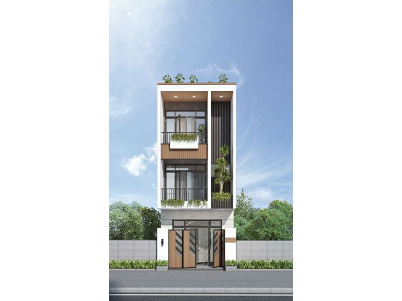 Nhà phố 3 tầng hiện đại có sân rộng