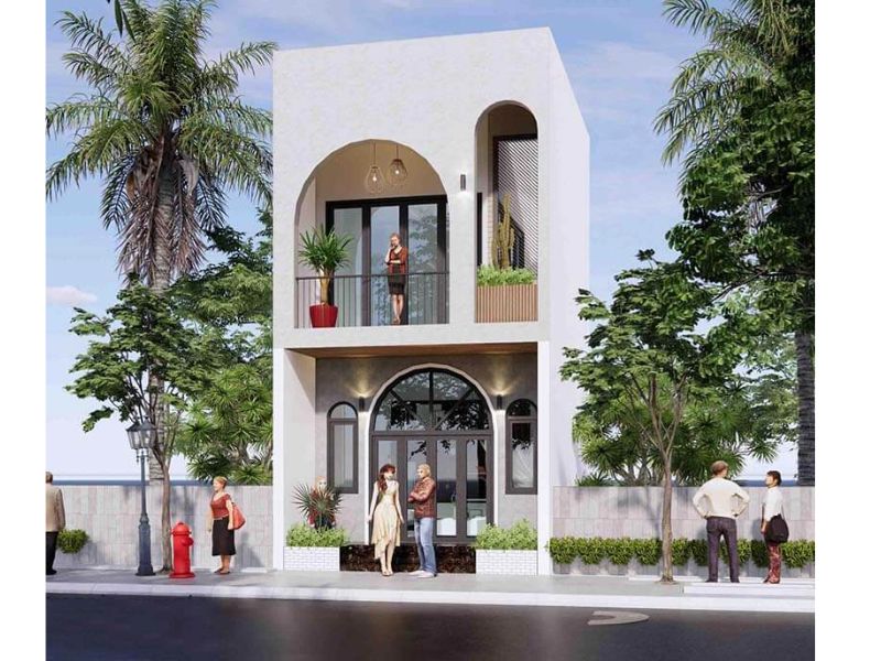Mẫu nhà phố 1 trệt 1 lầu mái bằng tinh tế, thu hút