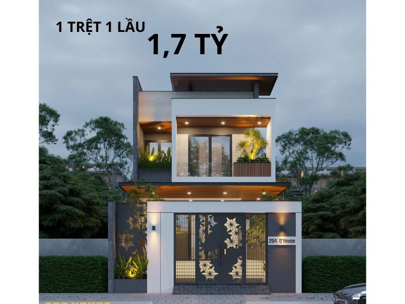 Mẫu nhà phố 1 trệt 1 lầu với hình khối tối giản nhưng linh hoạt vừa đảm bảo thẩm mỹ vừa tối ưu ngân sách