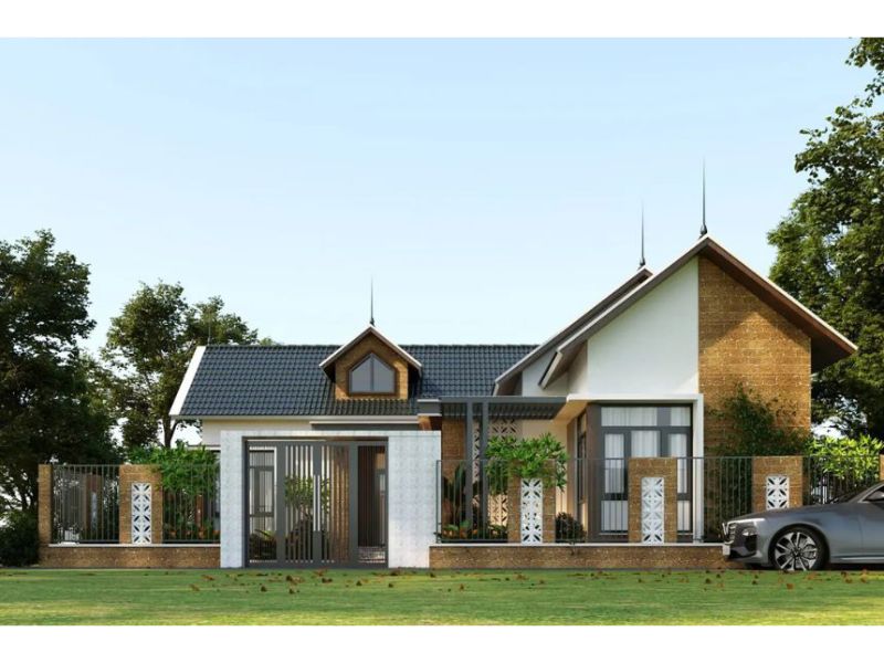 Mẫu nhà 1 tầng mái Thái 3 phòng ngủ 80m2 có kiến trúc đơn giản mà tinh tế 