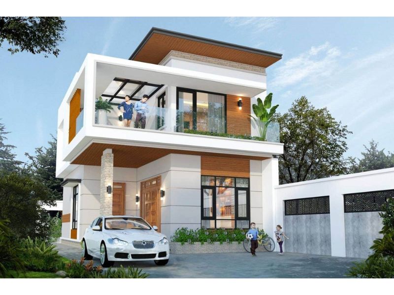 Kiến trúc nhà phố 2 tầng có sân vườn 4 ngủ