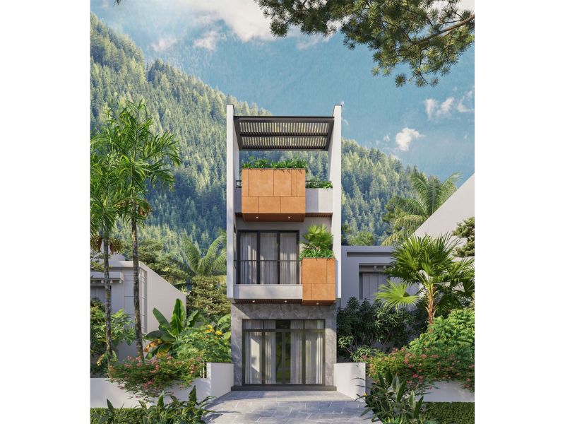 Kiến trúc nhà phố 2 tầng độc đáo và thú vị