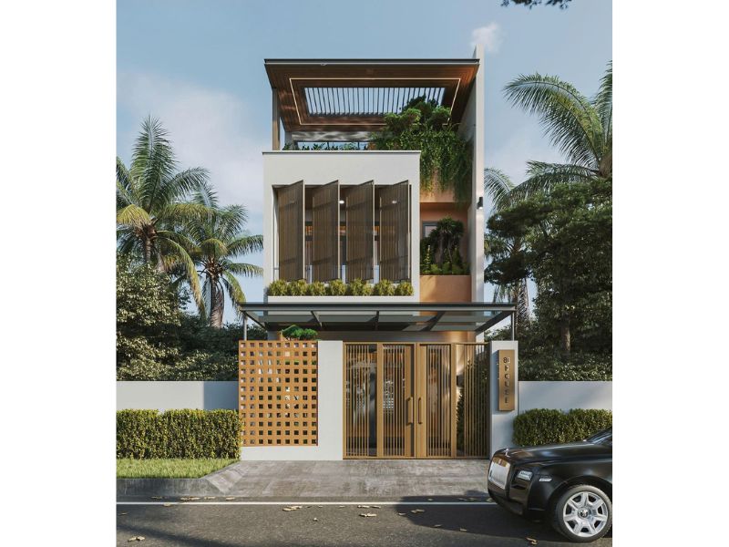 Biệt thự 2 tầng 1 tum kiến trúc hiện đại tại Nam Định