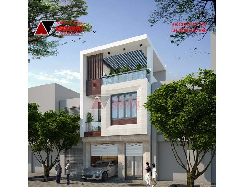 Nhà phố 2 tầng 1 tum thiết kế 4 phòng ngủ