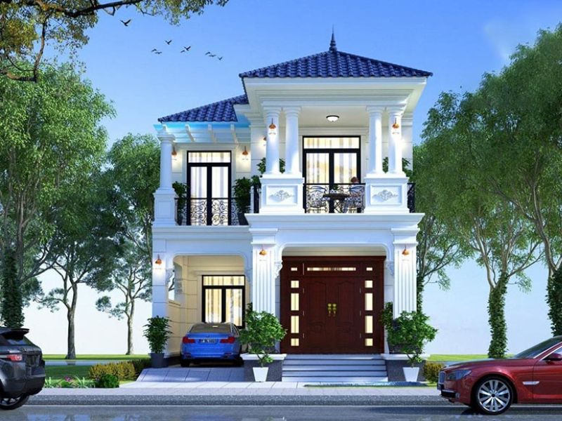 Nhà vườn 2 tầng mái nhật có gara ô tô