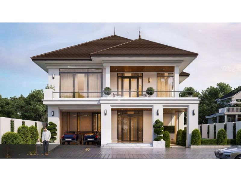 Nhà ống 2 tầng có gara tích hợp ngay tầng 1