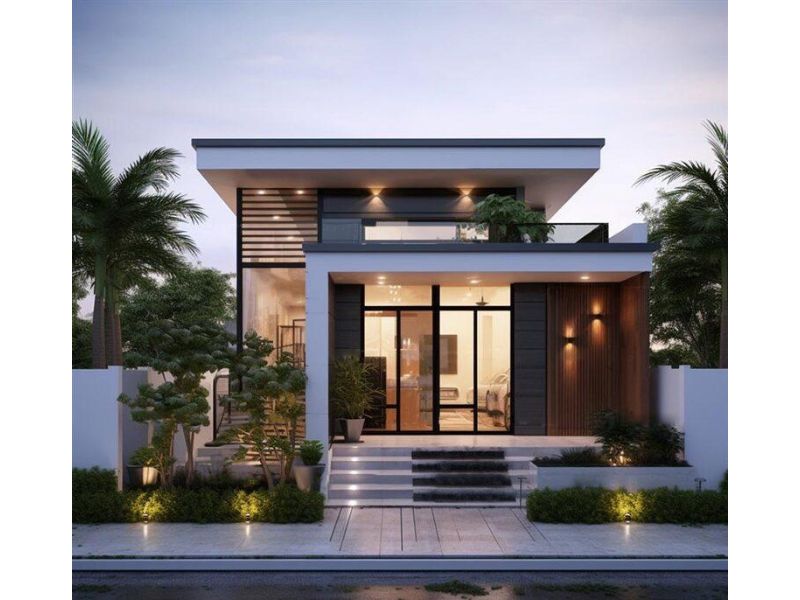 Nhà  1 tầng mái bằng hiện đại cao ráo