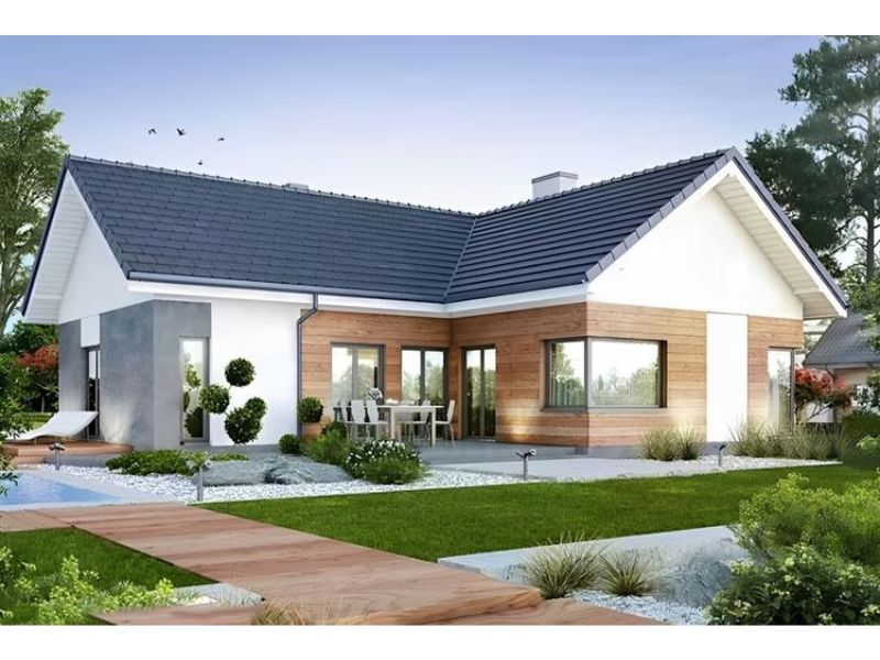 Nhà cấp 4 chữ L 3 phòng ngủ mái thái