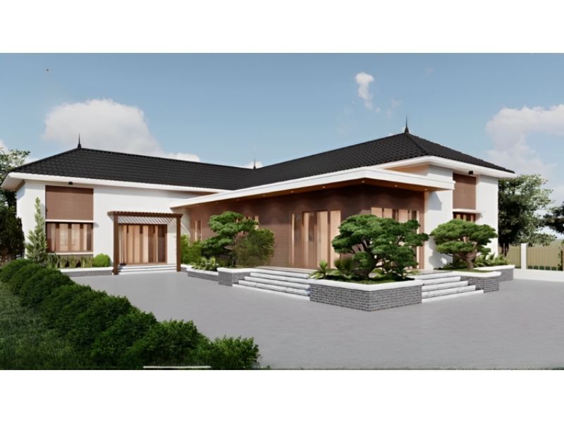 Nhà chữ L sử dụng hệ mái Nhật rộng rãi