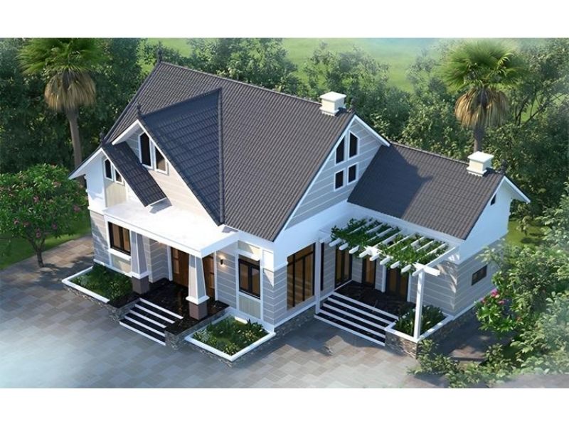 Nhà chữ L có thiết kế bếp và phòng ăn riệng rộng rãi