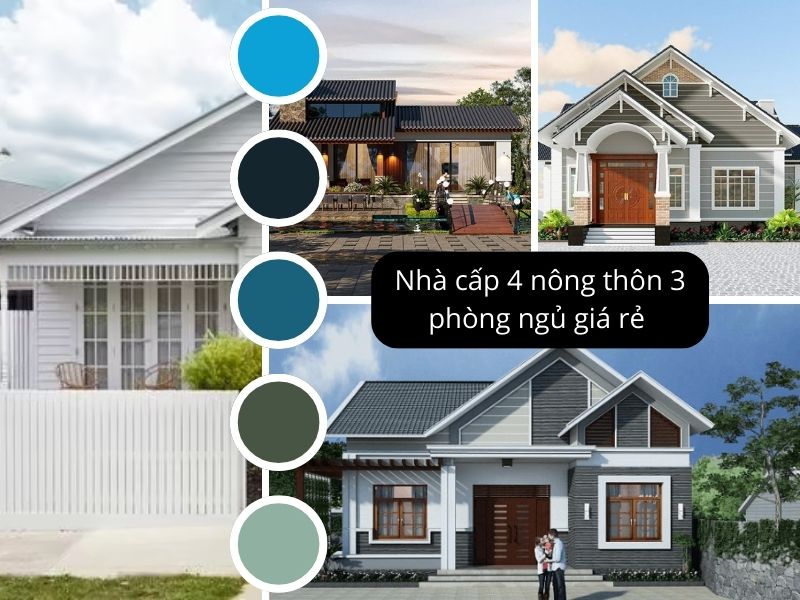 Mẫu nhà cấp 4 nông thôn 3 phòng ngủ giá rẻ và đẹp