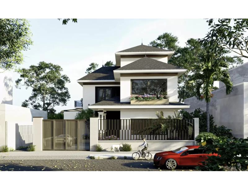 Công trình nhà chữ L trong khuôn viên rộng lớn